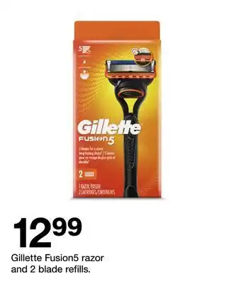 Target Gillette Fusion5 razor and 2 blade refills offer