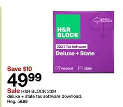 Target H&R BLOCK 2024 deluxe + state tax software download offer