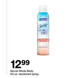 Target Secret Whole Body 3.5-oz. deodorant spray offer