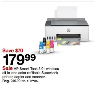 Target HP Smart Tank 5101 wireless all-in-one color refillable Supertank printer, copier and scanner offer