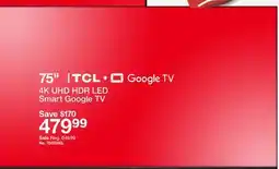 Target 75 | TCL Google TV4K UHD HDR LED Smart Google TV offer