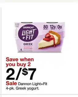 Target Dannon Light+Fit 4-pk. Greek yogurt offer