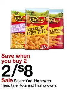 Target Select Ore-Ida frozen fries, tater tots and hashbrowns offer