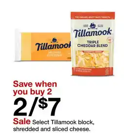 Target Select Tillamook block, shredded and sliced cheese offer