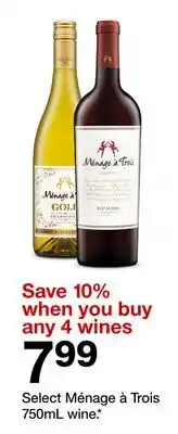 Target Select Ménage à Trois 750mL wine offer