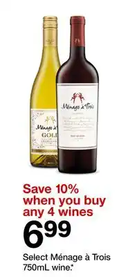 Target Select Ménage à Trois 750mL wine offer