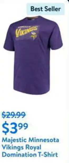 Walmart Majestic Minnesota Vikings Royal Domination T-Shirt offer