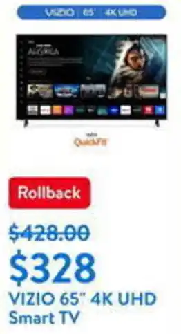 Walmart VIZIO 65" 4K UHD Smart TV offer