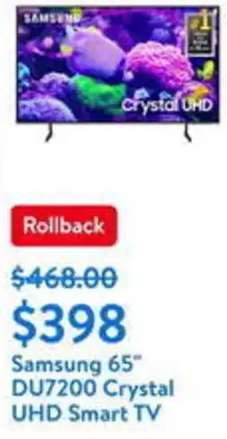 Walmart Samsung 65" DU7200 Crystal UHD Smart TV offer