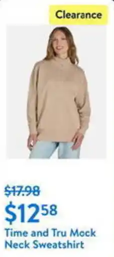 Walmart Time and Tru Mock Neck Sweatshirt offer