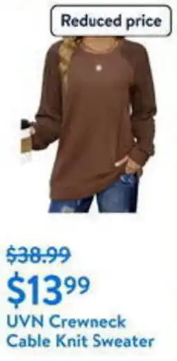 Walmart UVN Crewneck Cable Knit Sweater offer