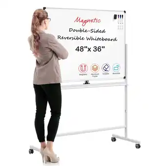 Walmart VUSIGN 48''x36'' Mobile Magnetic Double-Sided Reversible Whiteboard Height Adjust offer