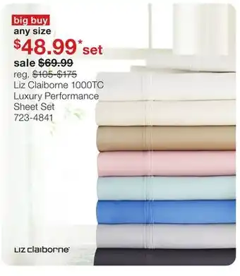 JC Penney Liz Claiborne 1000TC Luxury Performance Sheet Set offer