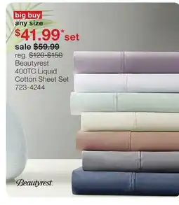 JC Penney Beautyrest 400TC Liquid Cotton Sheet Set offer