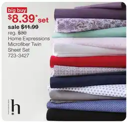 JC Penney Home Expressions Microfiber Twin Sheet Set offer