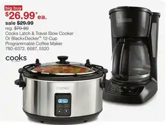 JC Penney Cooks Latch & Travel Slow Cooker Or Black + Decker 12-Cup Programmable Coffee Maker offer