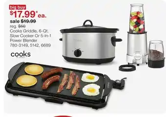 JC Penney Cooks Griddle, 6-Qt. Slow Cooker Or 5-In-1 Power Blender offer