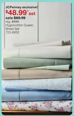 JC Penney Hygrocotton Queen Sheet Set offer