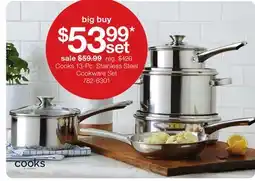 JC Penney Cooks 13-Pc. Stainless Steel Cookware Set offer