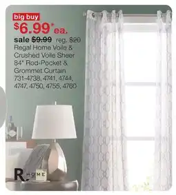 JC Penney Regal Home Voile & Crushed Voile Sheer 84 Rod-Pocket & Grommet Curtain offer