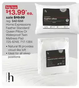 JC Penney Home Expressions Feather Standard/Queen Pillow Or Waterproof Twin Mattress Pad offer