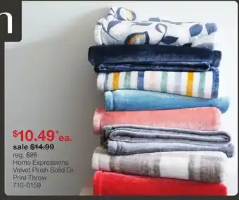 JC Penney Home Expressions Velvet Plush Solid Or Print Throw offer