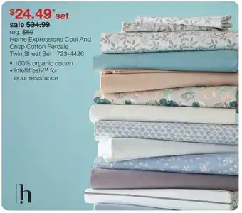 JC Penney Home Expressions Cool And Crisp Cotton Percale Twin Sheet Set offer