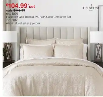 JC Penney Fieldcrest Geo Trellis 3-Pc. Full/Queen Comforter Set offer