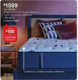 JC Penney Stearns & Foster Studio Medium Tight-Top Queen Mattress offer