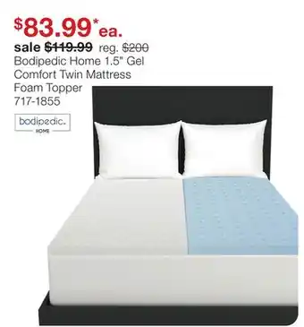 JC Penney Bodipedic Home 1.5 Gel Comfort Twin Mattress Foam Topper offer