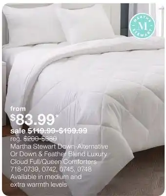 JC Penney Martha Stewart Down-Alternative Or Down & Feather Blend Luxury Cloud Full/Queen Comforters offer