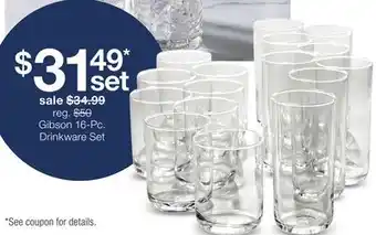 JC Penney Gibson 16-Pc. Drinkware Set offer