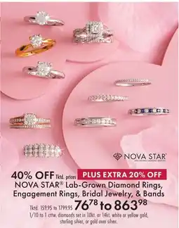 Boscov's NOVA STAR Lab-Grown Diamond Rings, Engagement Rings, Bridal Jewelry, & Bands offer