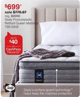 JC Penney Sealy Posturepedic Retford Queen Mattress offer