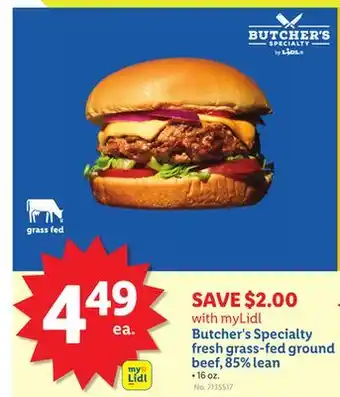 Lidl Butcher's Specialty fresh grass-fed ground beef, 85% lean offer