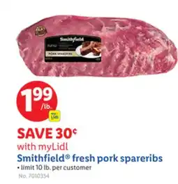 Lidl Smithfield fresh pork spareribs offer