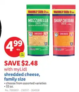 Lidl shredded cheese, family size offer