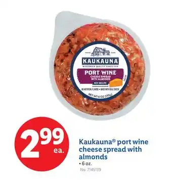 Lidl Kaukauna port wine cheese spread with almonds offer