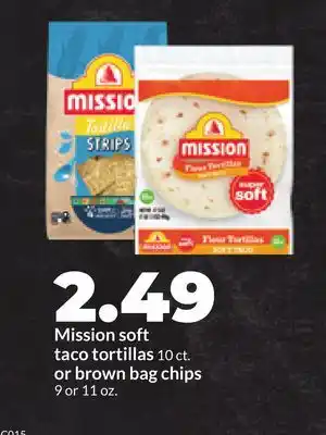 Hy-Vee Mission soft taco tortillas 10 ct. or brown bag chips 9 or 11 oz offer