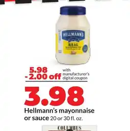 Hy-Vee Hellmann's mayonnaise or sauce offer