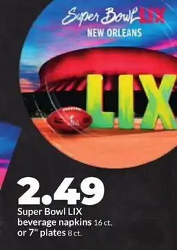 Hy-Vee Super Bowl LIX beverage napkins 16 ct. or 7 plates 8 ct offer