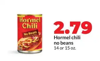 Hy-Vee Hormel chili no beans offer