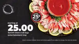 Hy-Vee Surimi snow crab legs entertainment tray offer