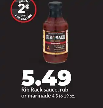 Hy-Vee Rib Rack sauce, rub or marinade offer