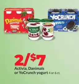 Hy-Vee Activia, Danimals or YoCrunch yogurt offer