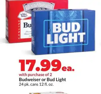 Hy-Vee Budweiser or Bud Light offer