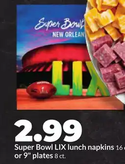 Hy-Vee Super Bowl LIX lunch napkins 16 ct. or 9 plates 8 ct offer