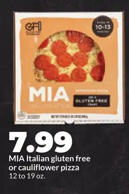 Hy-Vee MIA Italian gluten free or cauliflower pizza offer