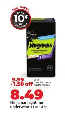 Hy-Vee Ninjamas nightime underwear offer