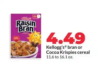 Hy-Vee Kellogg's bran or Cocoa Krispies cereal offer